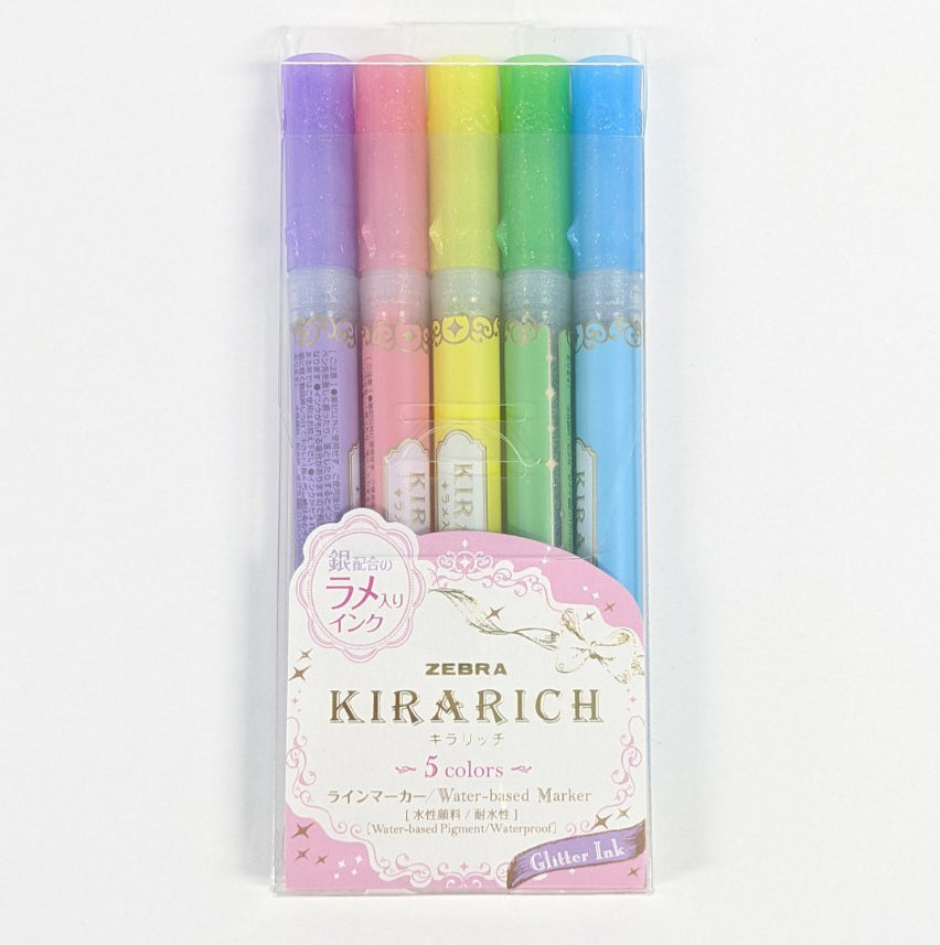 Zebra Kirarich Chisel Tip Glitter Highlighters - 045888716070