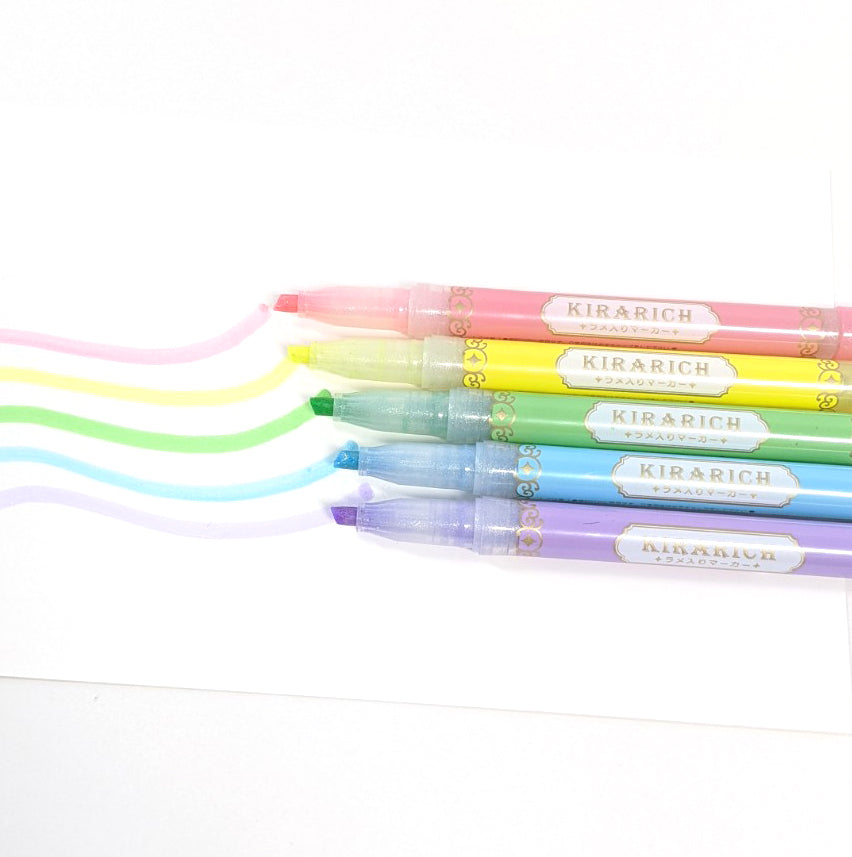 ✨ sparkle kirarich highlighters + marble gel pens by zebra