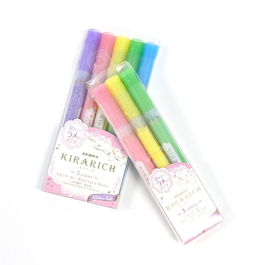 ✨ sparkle kirarich highlighters + marble gel pens by zebra
